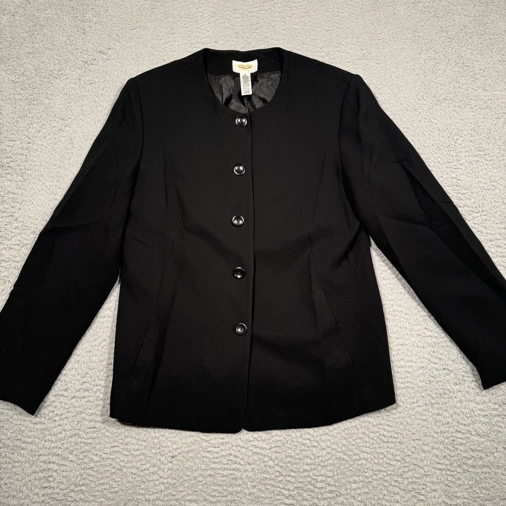 Vintage Talbots‎ Petites Black Jacket Button Lined Career Size 6 Rayon Blend